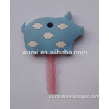 high quality embossed white cloud blue pig shape soft pvc novelty key cover